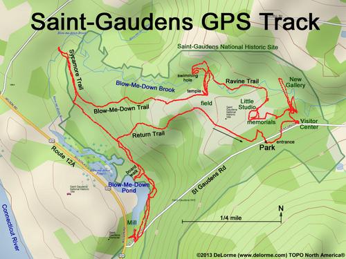 GPS track at Saint-Gaudens National Historic Site in western New Hampshire