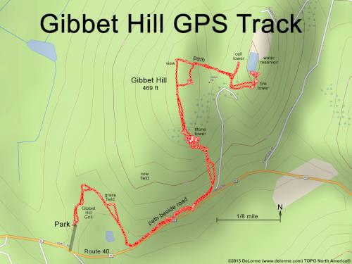 GPS track at Gibbet Hill near Groton in northeastern Massachusetts