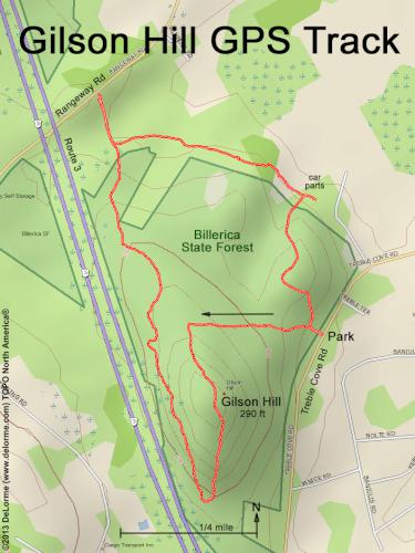 GPS track at Gilson Hill in northeastern Massachusetts