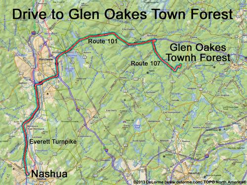 Glen Oakes Town Forest drive route
