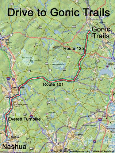 Gonic Trails drive route