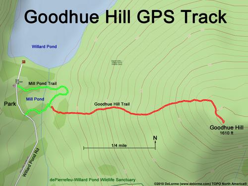 GPS track to Goodhue Hill in New Hampshire