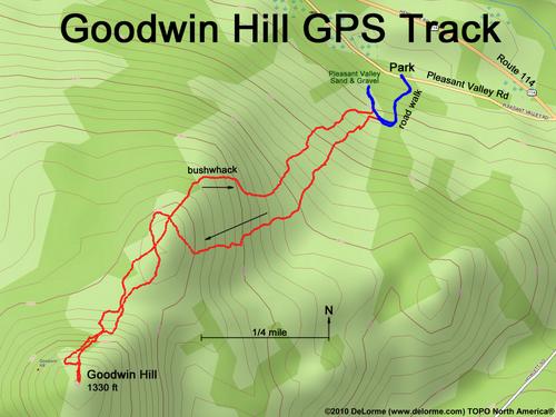 GPS track to Goodwin Hill in New Hampshire