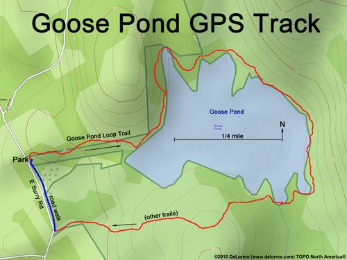 GPS track around Goose Pond in southwestern New Hampshire