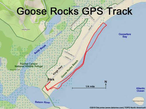 GPS track at Goose Rocks Beach in southern Maine