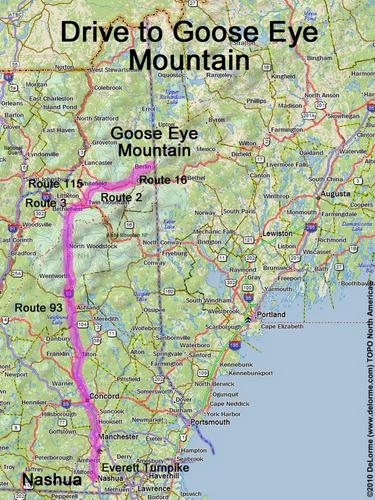 Goose Eye Mountain drive route
