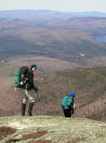 hikers and view from Goose Eye Mountain in Maine