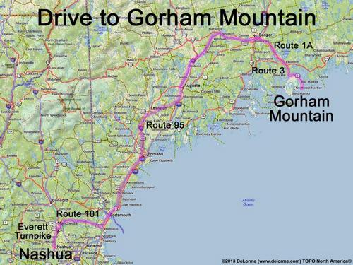 Gorham Mountain drive route