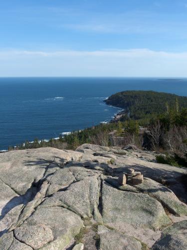 view east toward the Atlantic Ocean from Gorham Mountain at Acadia National Park in Maine