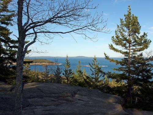 view northeast toward Winter Harbor from Gorham Mountain at Acadia National Park in Maine