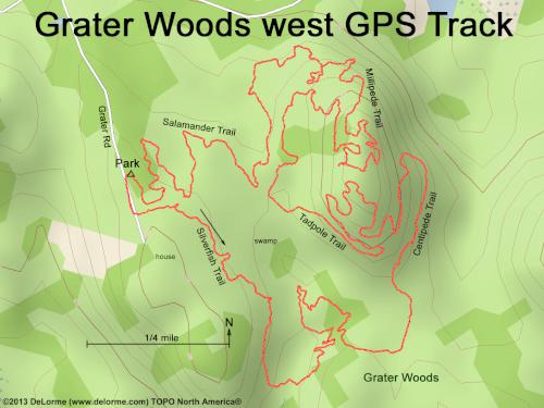 GPS track at Grater Woods (west side) in southern New Hampshire