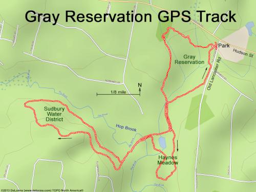 GPS track in December at Gray Reservation in eastern Massachusetts