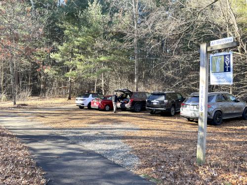 parking in December at Gray Reservation in eastern Massachusetts
