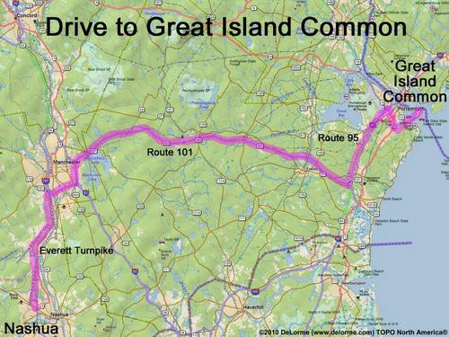 Great Island Common drive route