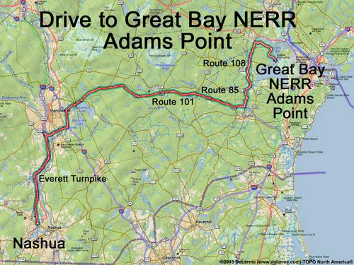 Great Bay NERR Adams Point drive route