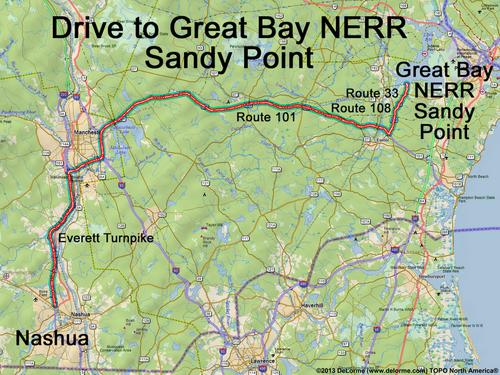 Great Bay NERR Sandy Point drive route