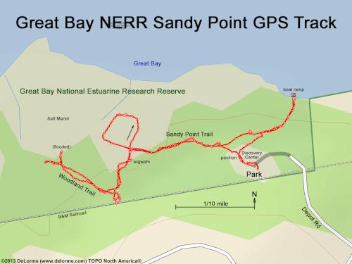 GPS track at the Sandy Point portion of Great Bay NERR near Portsmouth NH
