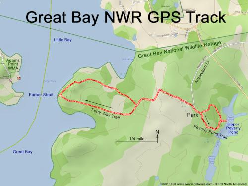 GPS track in January at Great Bay NWR in New Hampshire