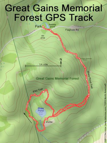 GPS track in February at Great Gains Memorial Forest near Franklin, New Hampshire