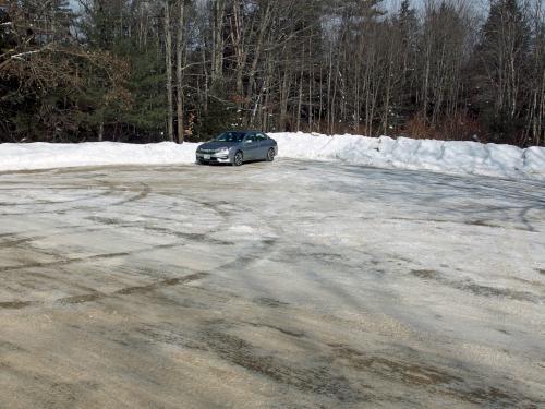 parking in February at Great Gains Memorial Forest near Franklin, New Hampshire
