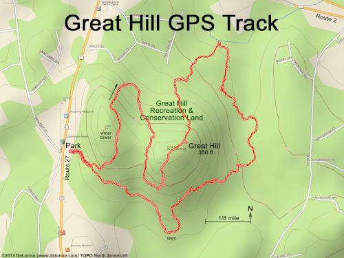 GPS track in December at Great Hill in eastern MA