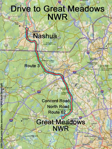 Great Meadows NWR drive route