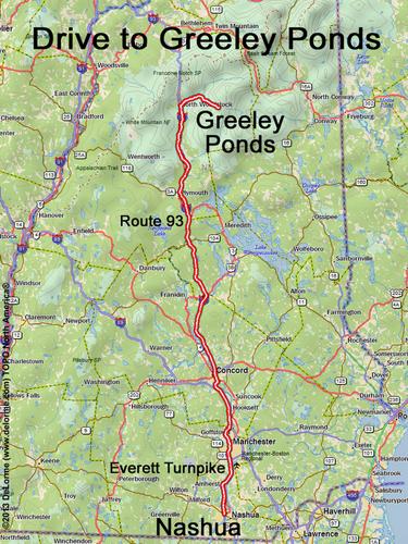 Greeley Ponds drive route