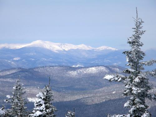 winter view of Mount Washington from the fire tower on Green Mountain in New Hampshire