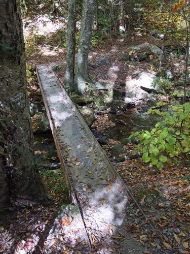 steel I-beam across a small brook on the Appalachian Trail in White Rocks National Recreation Area in southern Vermont