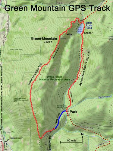 GPS track to Green Mountain in southern Vermont