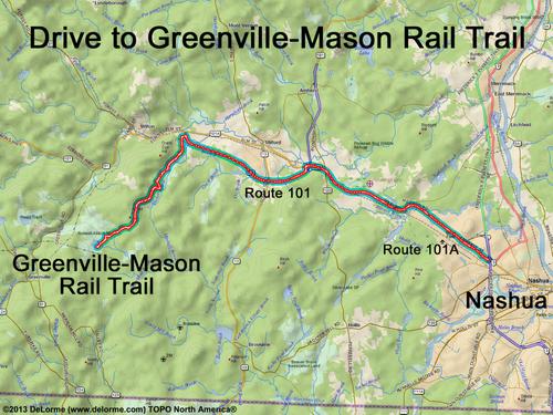 Greenville-Mason Rail Trail drive route