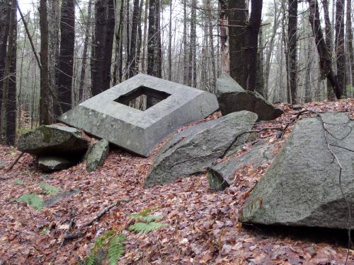granite rock at Greenville-Mason Rail Trail in southern New Hampshire
