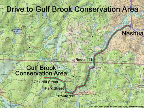 Gulf Brook Conservation Area drive route