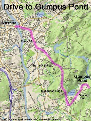 Gumpus Pond Conservation Area drive route