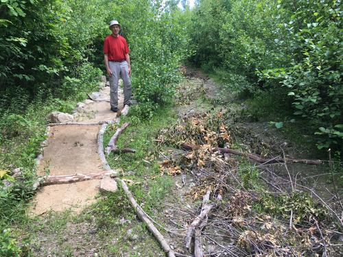 improved trail at Gumpus Pond Conservation Area in southern New Hampshire