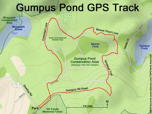 GPS track through Gumpus Pond Conservation Area in southeastern New Hampshire