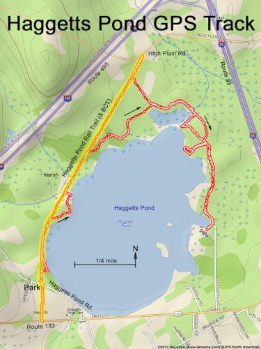 GPS track in January at Haggetts Pond in northeast MA