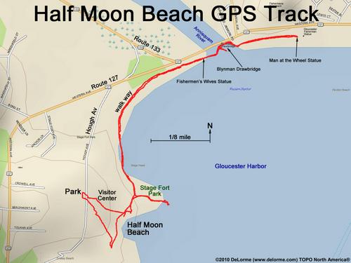GPS track at Half Moon Beach at Gloucester in northeastern Massachusetts