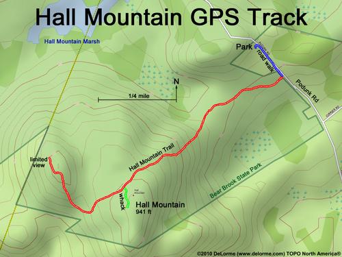 GPS track to Hall Mountain at Bear Brook State Park in New Hampshire