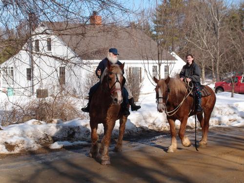 winter horseback riders near Hall Mountain at Bear Brook State Park in New Hampshire