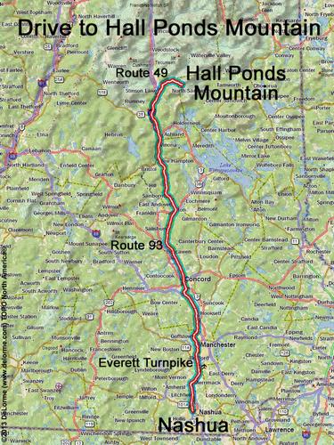 Hall Ponds Mountain drive route