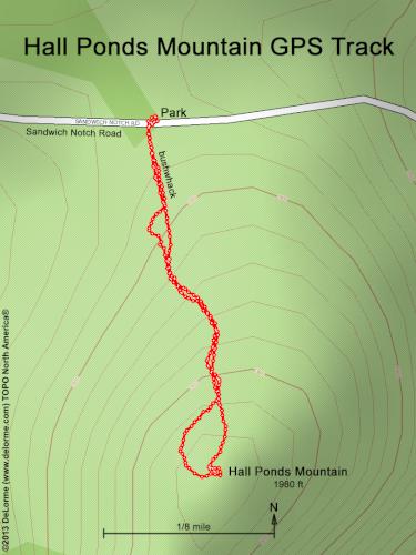 GPS track to Hall Ponds Mountain in New Hampshire