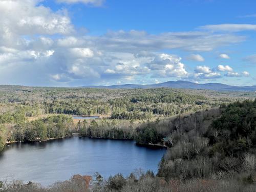 view of Lake Wicwas in November from Crocketts Ledge at Hamlin Conservation Area in New Hampshire