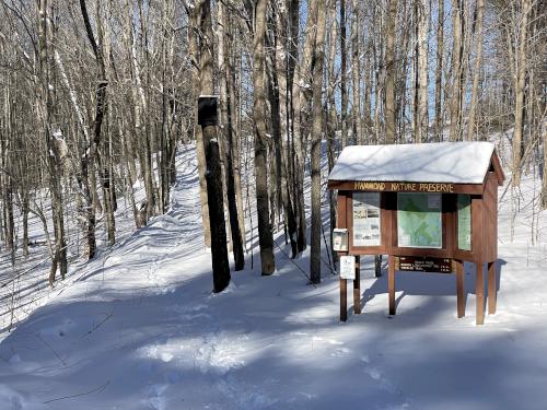 trail start in January at Hammond Nature Preserve in southern New Hampshire