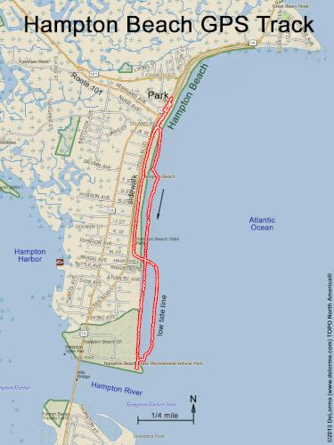 GPS track in February at Hampton Beach in New Hampshire