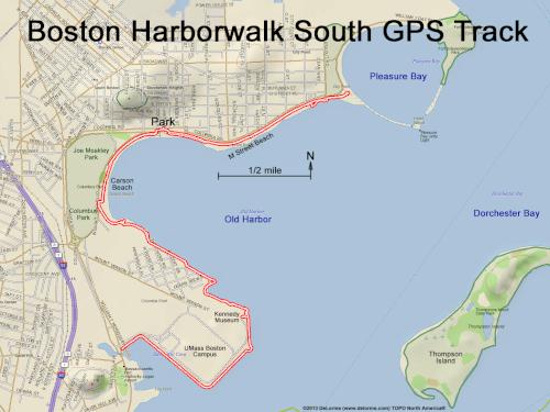 GPS track in June at Boston Harborwalk in Massachusetts