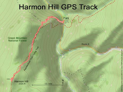GPS track at Harmon Hill in southern Vermont