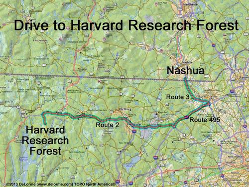 Harvard Research Forest drive route