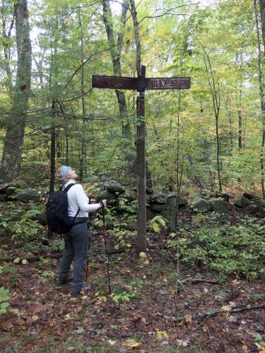 ancient road sign at Harvard Research Forest in north central Massachusetts