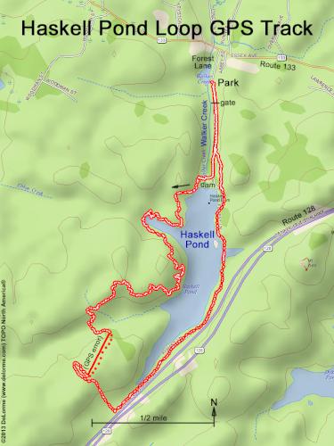 GPS track in March at Haskell Pond Loop in northeast MA